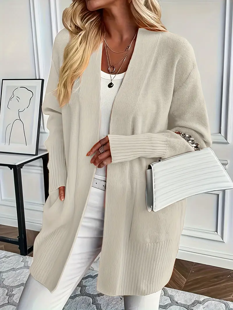 Round neck knit sweater with relaxed fit for women