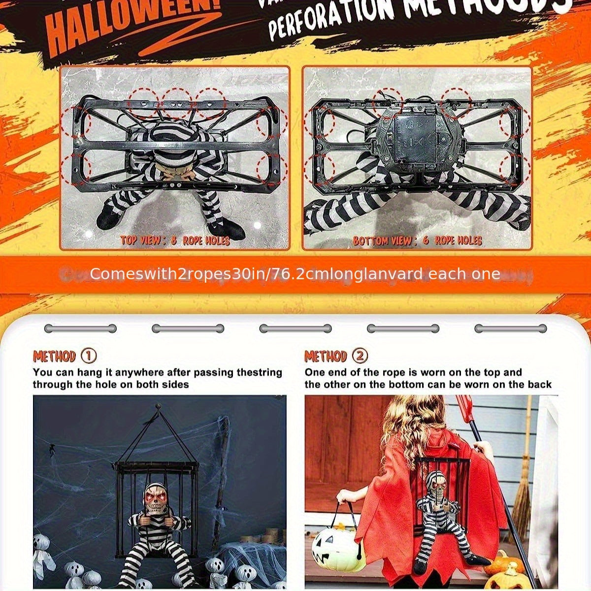 TerrorBone - Halloween için hareket algılayıcılı çığlık atan iskelet - Dış mekan için korkutucu aksesuar