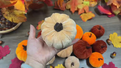 PumpkinPatch | 12 adet kadife yapay balkabağı - sonbahar süsü köpük & Cadılar Bayramı masa dekorasyonu