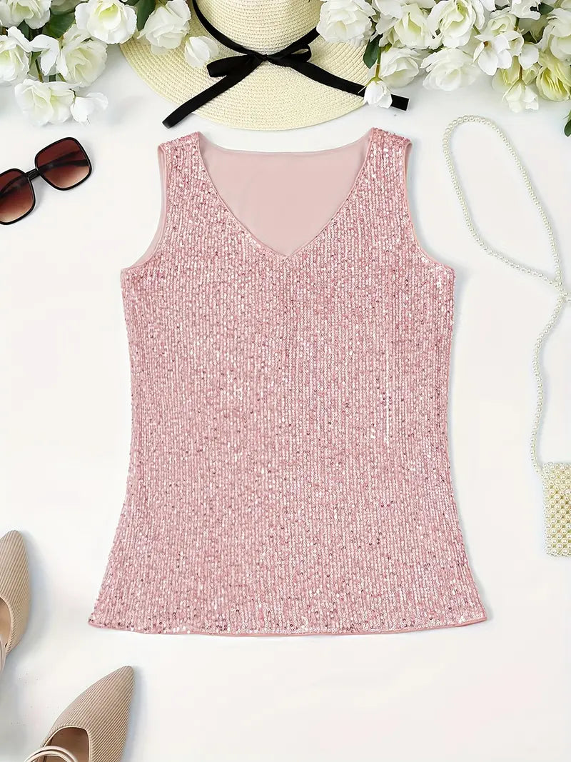 HAWA | Top con scollo a V e paillettes