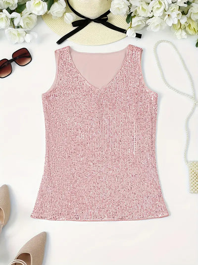 HAWA | Top con scollo a V e paillettes