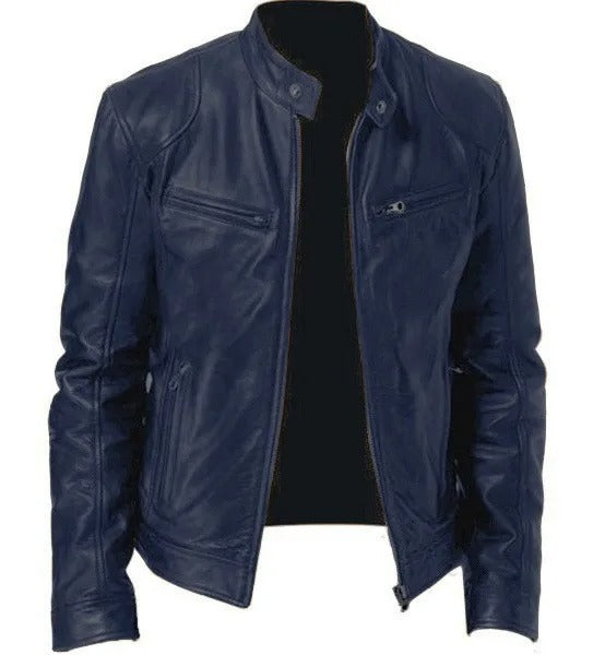Veste Brodie en cuir PU avec col montant