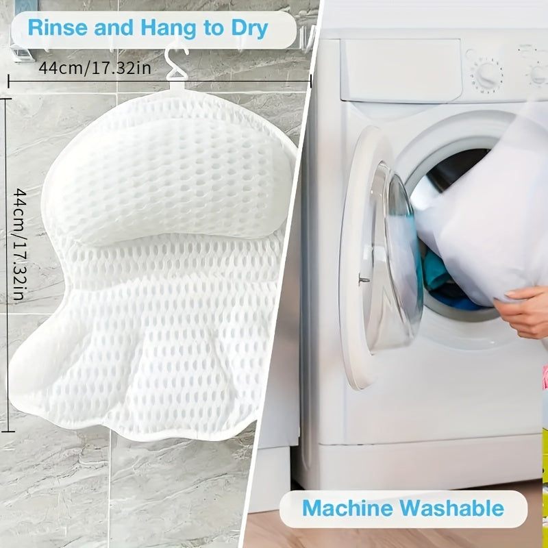 LuxieSpa 4D lüks banyo yastığı - rahatlatıcı bir banyo için boyun ve sırt desteği ile nefes alabilen yastık