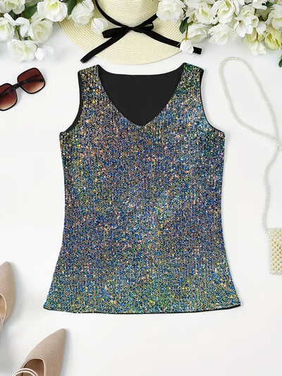 HAWA | Top con scollo a V e paillettes