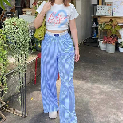 Gabrielle - Pantalones anchos con rayas verticales