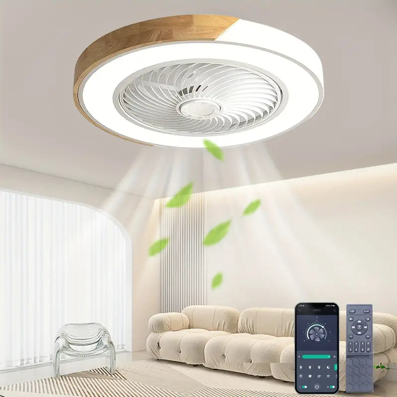 Luz de ventilador de techo - Iluminación LED silenciosa con ventilador y control remoto