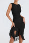 Vestido midi con volantes irregulares