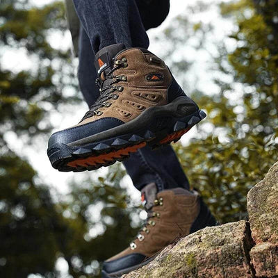 Outdoor Leather Boots Waterproof Hiking Shoes Green