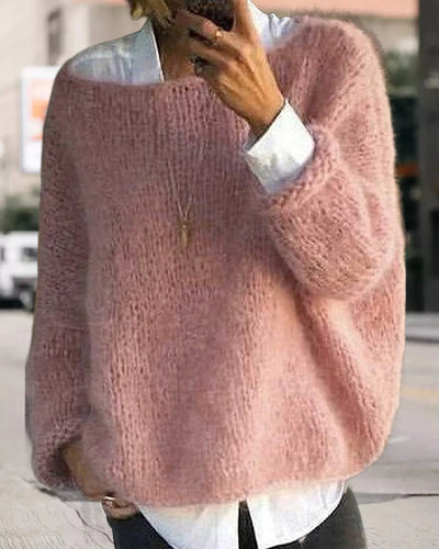 Pull tricoté classique à épaules dénudées pour femmes