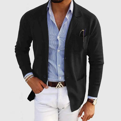 Élégante veste pour homme avec poches et col à revers, couleur unie, manches longues