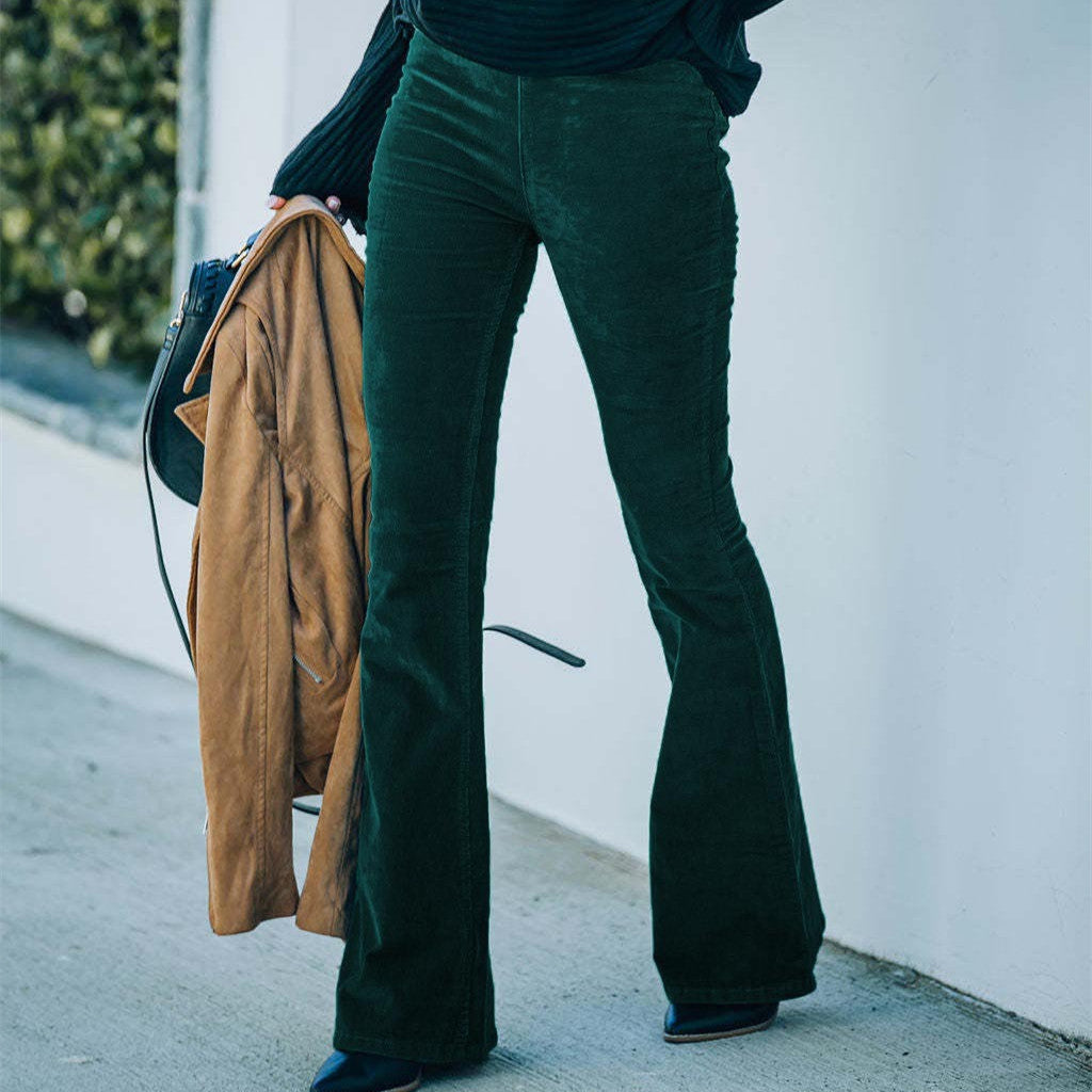 Harriet - Pantalones acampanados de cintura alta y color liso para mujer