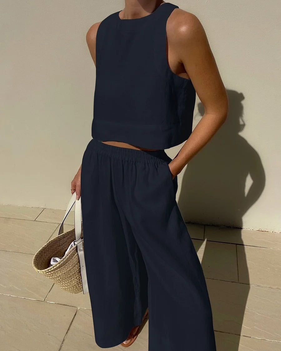 Heather - Conjunto sin mangas con pantalones para mujer