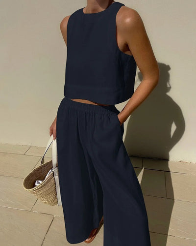 Heather - Conjunto sin mangas con pantalones para mujer