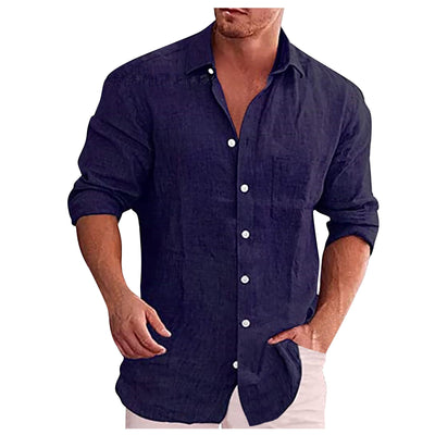 Lars | Camisa casual de lino para hombre con cuello vuelto