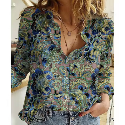 Blusa con estampado floral de fresia