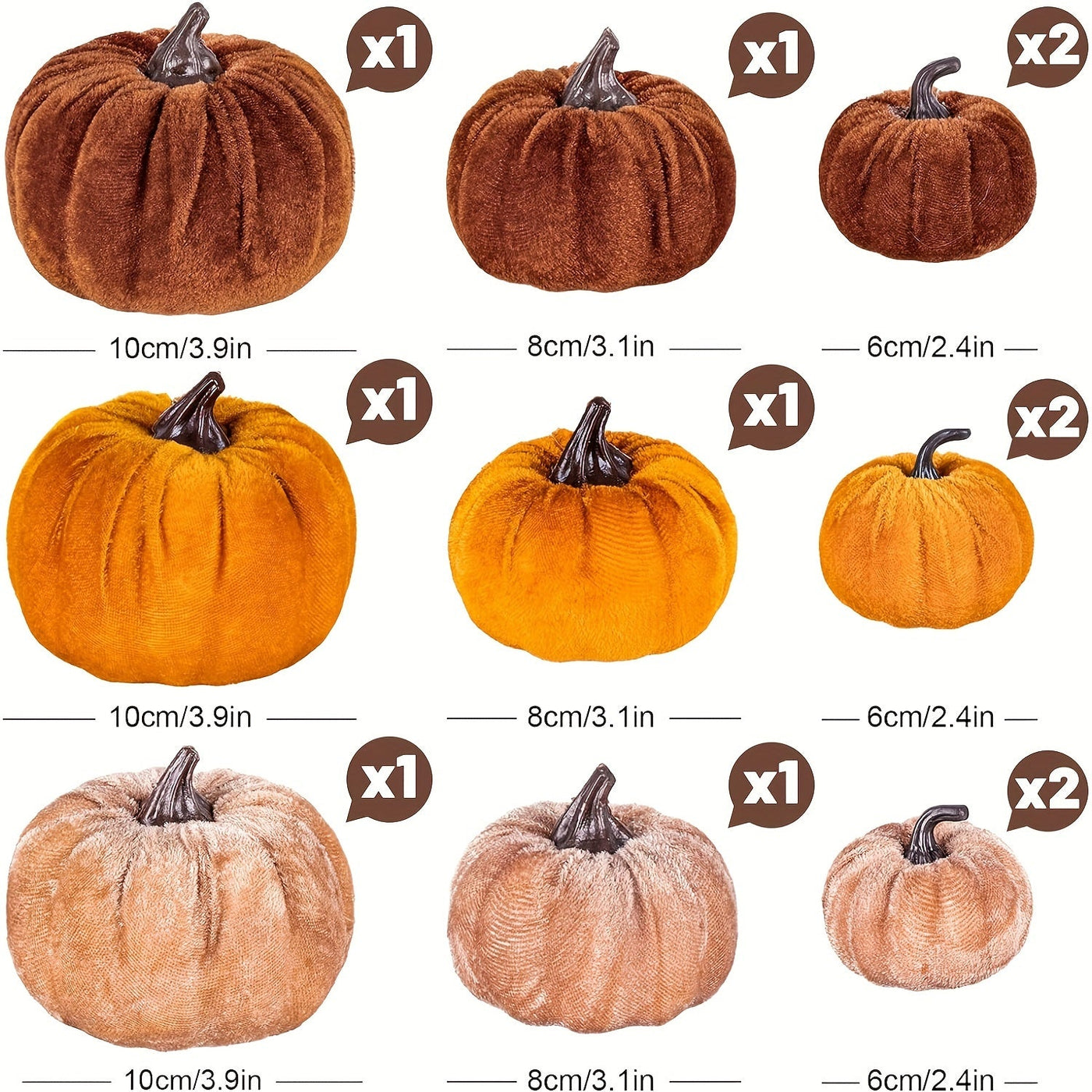 PumpkinPatch | 12 adet kadife yapay balkabağı - sonbahar süsü köpük & Cadılar Bayramı masa dekorasyonu