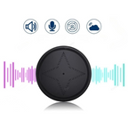 Disque noir intelligent avec icônes de son, microphone, et nuage, entouré d'ondes sonores colorées. Technologie audio avancée, connectivité cloud.