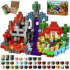 Jeu de construction magnétique 3D inspiré de Minecraft, blocs colorés, personnages et paysages variés, idéal pour enfants 8+, créativité et apprentissage.