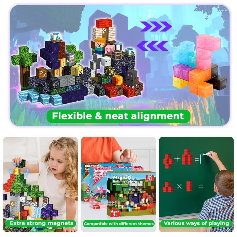 Cubes magnétiques colorés pour enfants, construction créative, jouets éducatifs, alignement flexible, jeu interactif, développement cognitif.