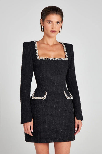 Marion - Vestido elegante con cuello en U y cuentas para mujer