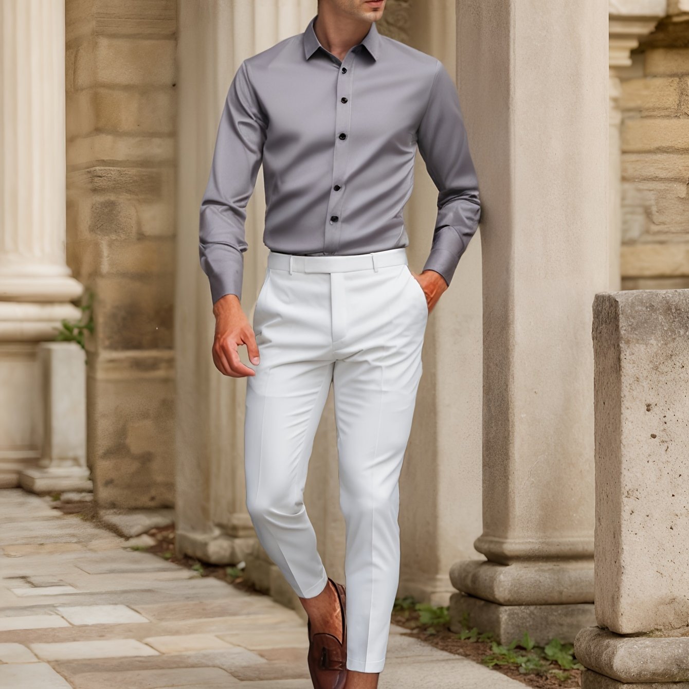 Finn | Camisa elástica de color liso SlimFit