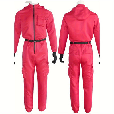Unisex Halloween jumpsuit with long sleeves, zipper, and hood