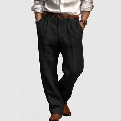 Pantalones rectos de algodón y lino para hombre - Adriano 