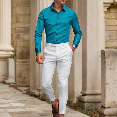 Finn | Camisa elástica de color liso SlimFit