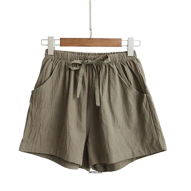 Pantalones cortos de lino de talla grande para el verano de 2025