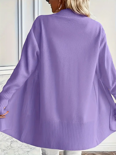 Round neck knit sweater with relaxed fit for women