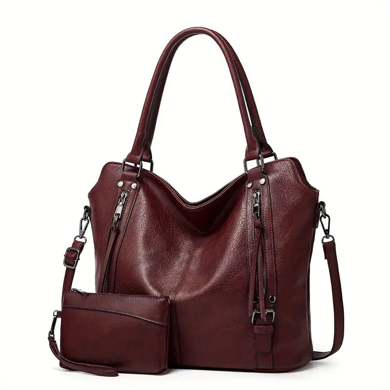 Sac rétro stylé à plusieurs compartiments en cuir souple