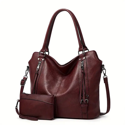 Sac rétro stylé à plusieurs compartiments en cuir souple