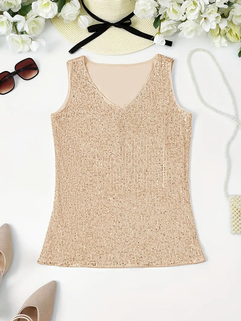 HAWA | Top con scollo a V e paillettes
