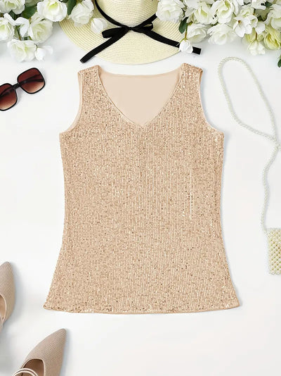 HAWA | Top con scollo a V e paillettes