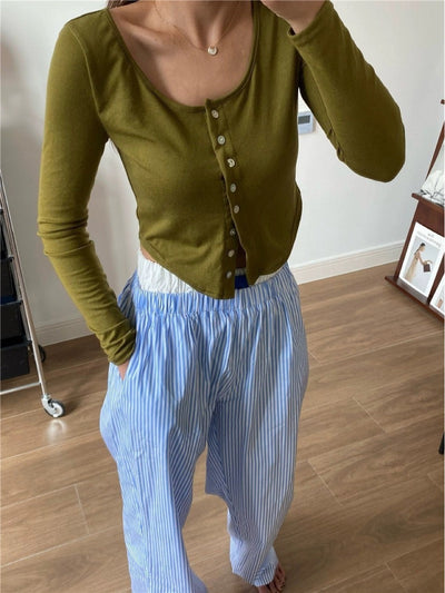Gabrielle - Pantalones anchos con rayas verticales