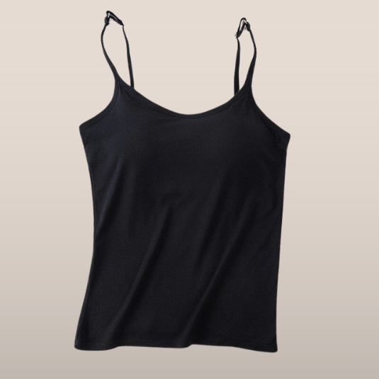Camiseta de tirantes para mujer con sujetador incorporado: sujeción y comodidad sin costuras. 