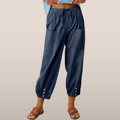 Pantalones aireados - estilo casual con dobladillo elástico y bolsillos 