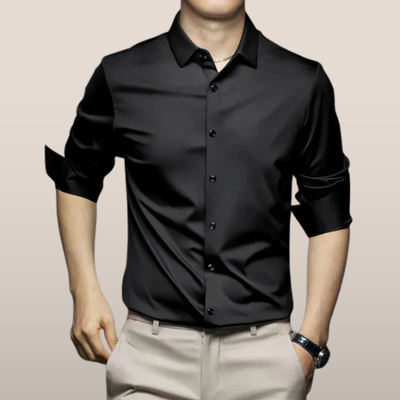 Victor - Camisa de satén de manga larga