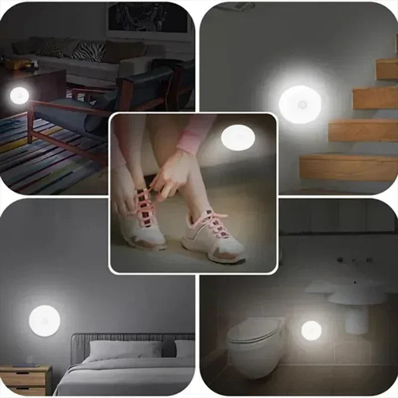 Lumière LED murale ronde, éclairage intérieur moderne, idéale pour chambre, escalier, salle de bain, salon, activée par mouvement, économie d'énergie.