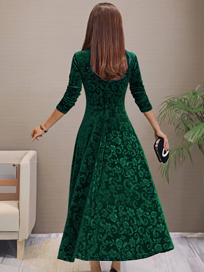 Robe en velours avec col en V pour femmes - idéale pour le printemps/été
