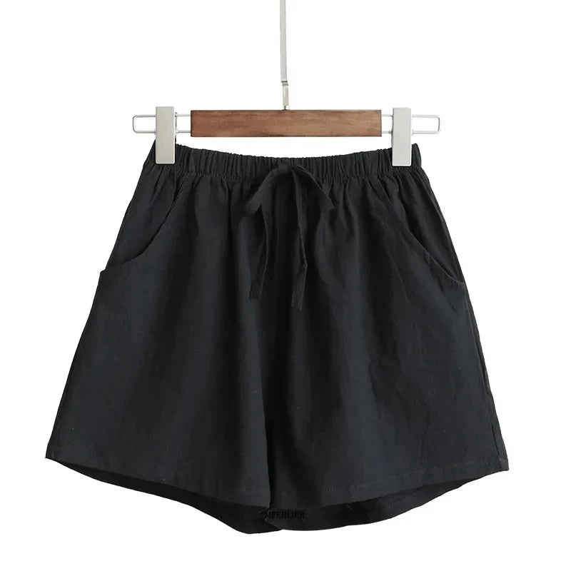 Pantalones cortos de lino de talla grande para el verano de 2025