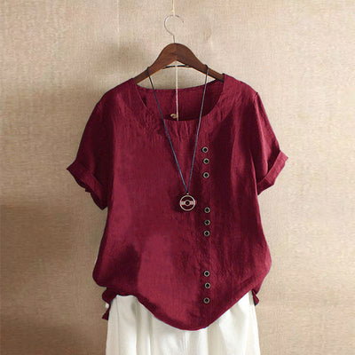 Vera | Camiseta sencilla de manga corta con cuello redondo