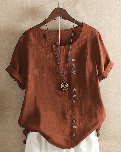 Vera | Camiseta sencilla de manga corta con cuello redondo