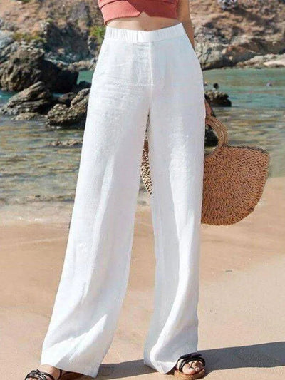 Pantalones anchos para mujer - Cintura alta - Tejido ligero y transpirable