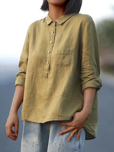 Camisa de mezcla de algodón para mujer: elegante y cómoda para todos los días.