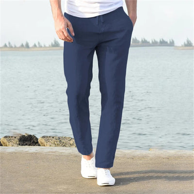 Pantalones de lino ligeros para hombre, casuales y cómodos.
