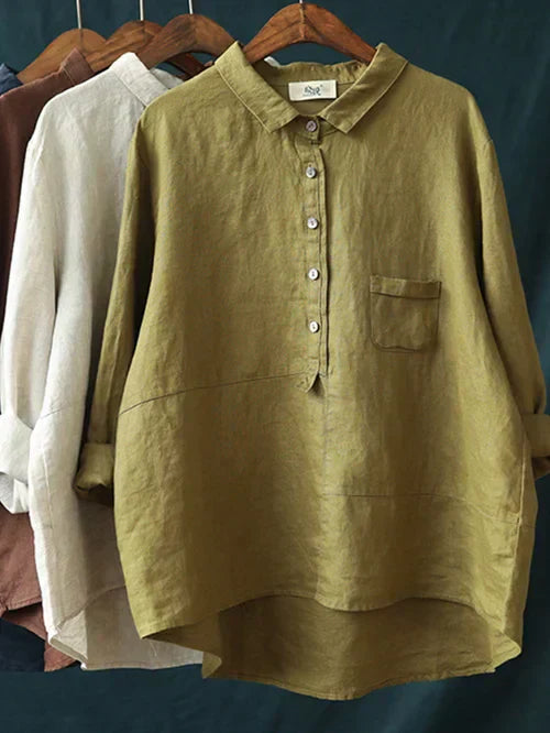 Camisa de mezcla de algodón para mujer: elegante y cómoda para todos los días.