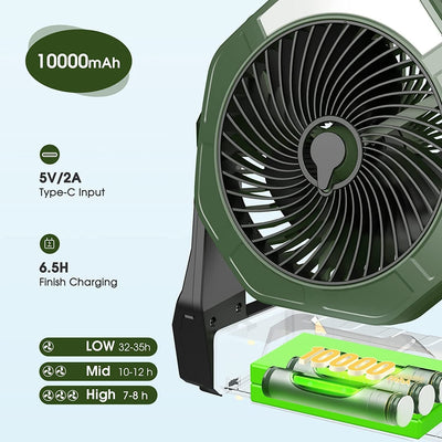 Ventilador nebulizador portátil de 8 pulgadas y 10 000 mAh, batería recargable