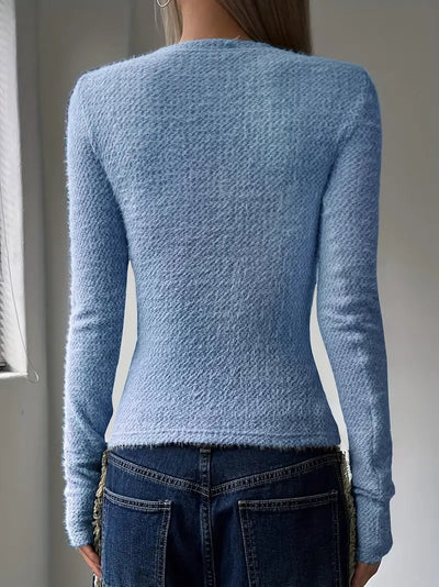 Pull en tricot à col rond et au design minimaliste pour femmes
