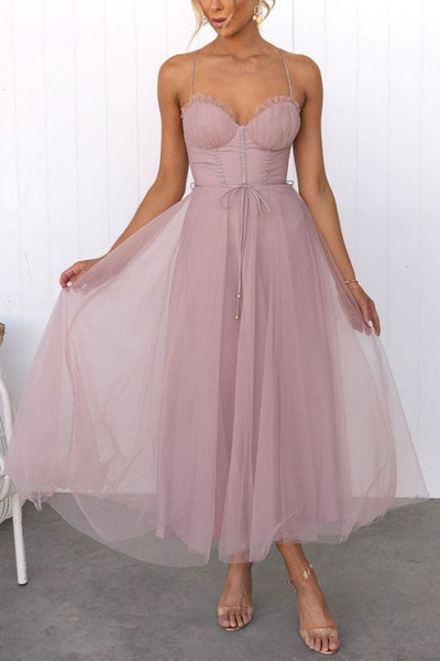 Abito moderno in chiffon senza spalline - Embla